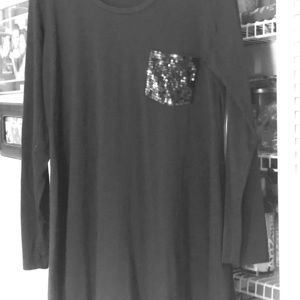 DG Jersey Knit Black Top with sequined pocket